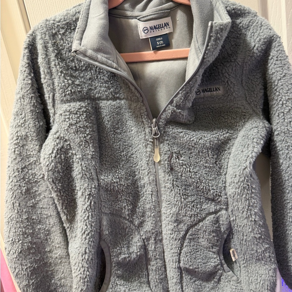 Magellan Outdoors Kids Gray Sherpa Zip-Up Jacket